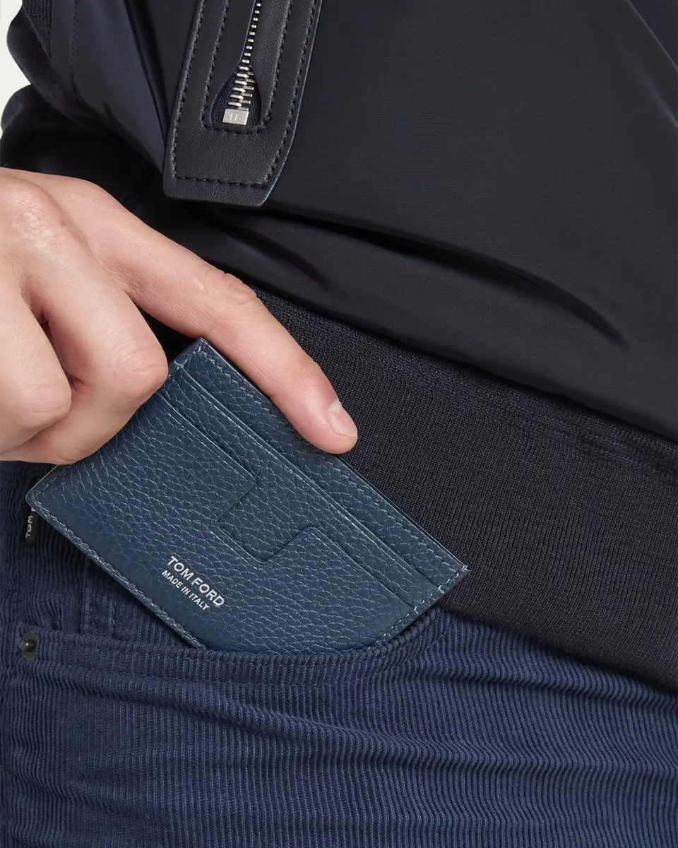 TOM FORD Men's T-Line Grained Leather Card Holder | Thumbnail 5 TOM FORD Men's T-Line Grained Leather Card Holder | Thumbnail 5