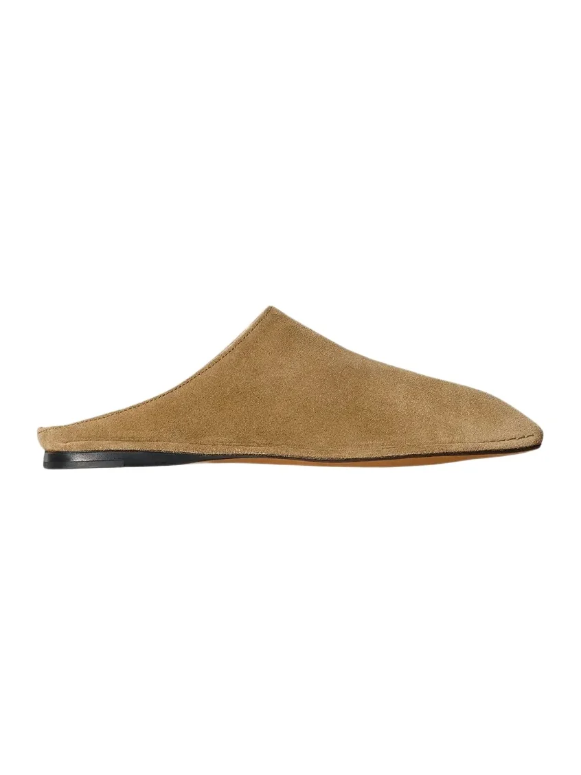 The Row Piper Suede Square-Toe Mules