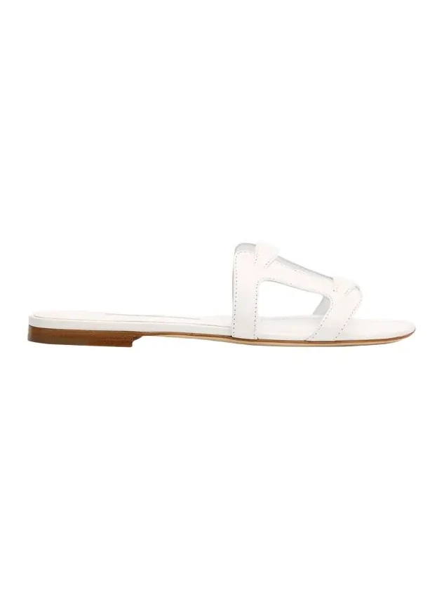 Grellanu Leather Flat Slide Sandals Grellanu Leather Flat Slide Sandals