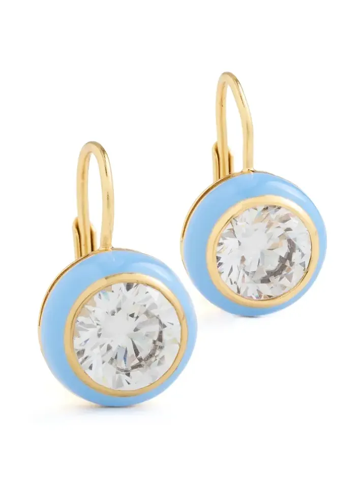 Enamel Bezel Drop Earrings