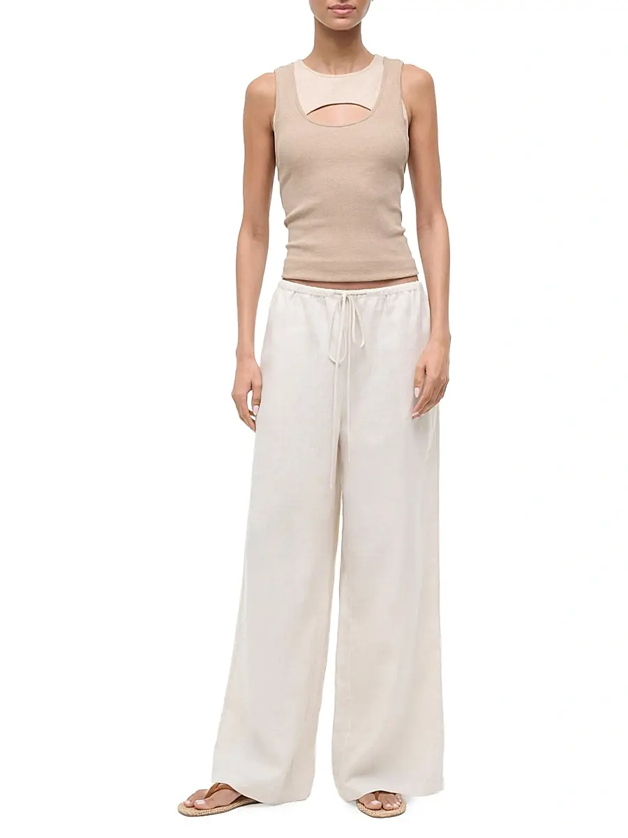 Staud Women's Mateo Linen Wide-Leg Drawstring Pants | Thumbnail 2 Staud Women's Mateo Linen Wide-Leg Drawstring Pants | Thumbnail 2