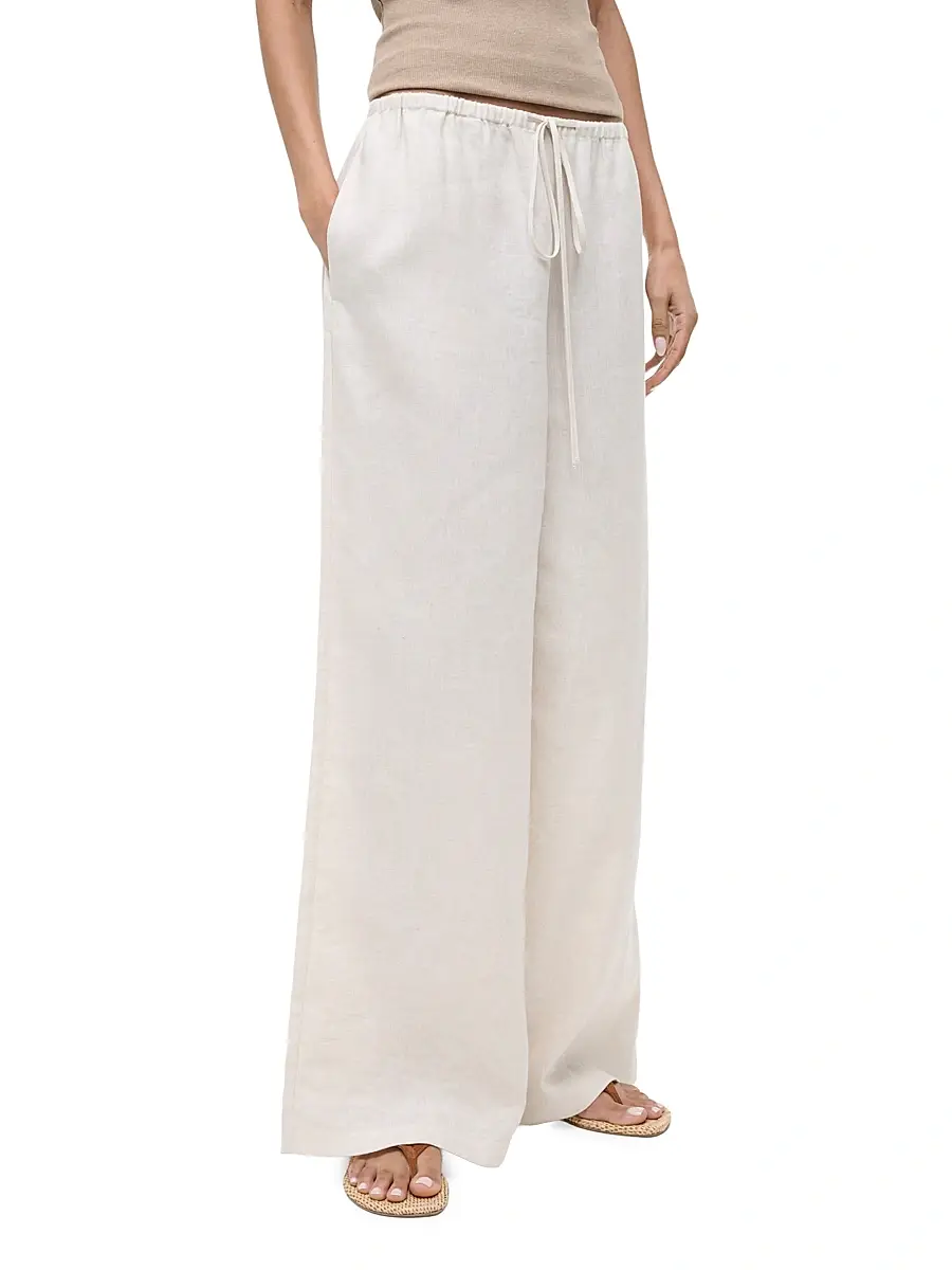 Staud Women's Mateo Linen Wide-Leg Drawstring Pants | Thumbnail 4 Staud Women's Mateo Linen Wide-Leg Drawstring Pants | Thumbnail 4