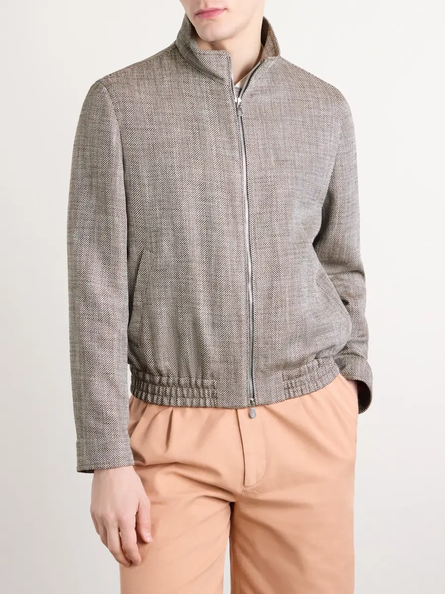 Brunello Cucinelli Herringbone Bomber Jacket - Men | Thumbnail 3 Brunello Cucinelli Herringbone Bomber Jacket - Men | Thumbnail 3