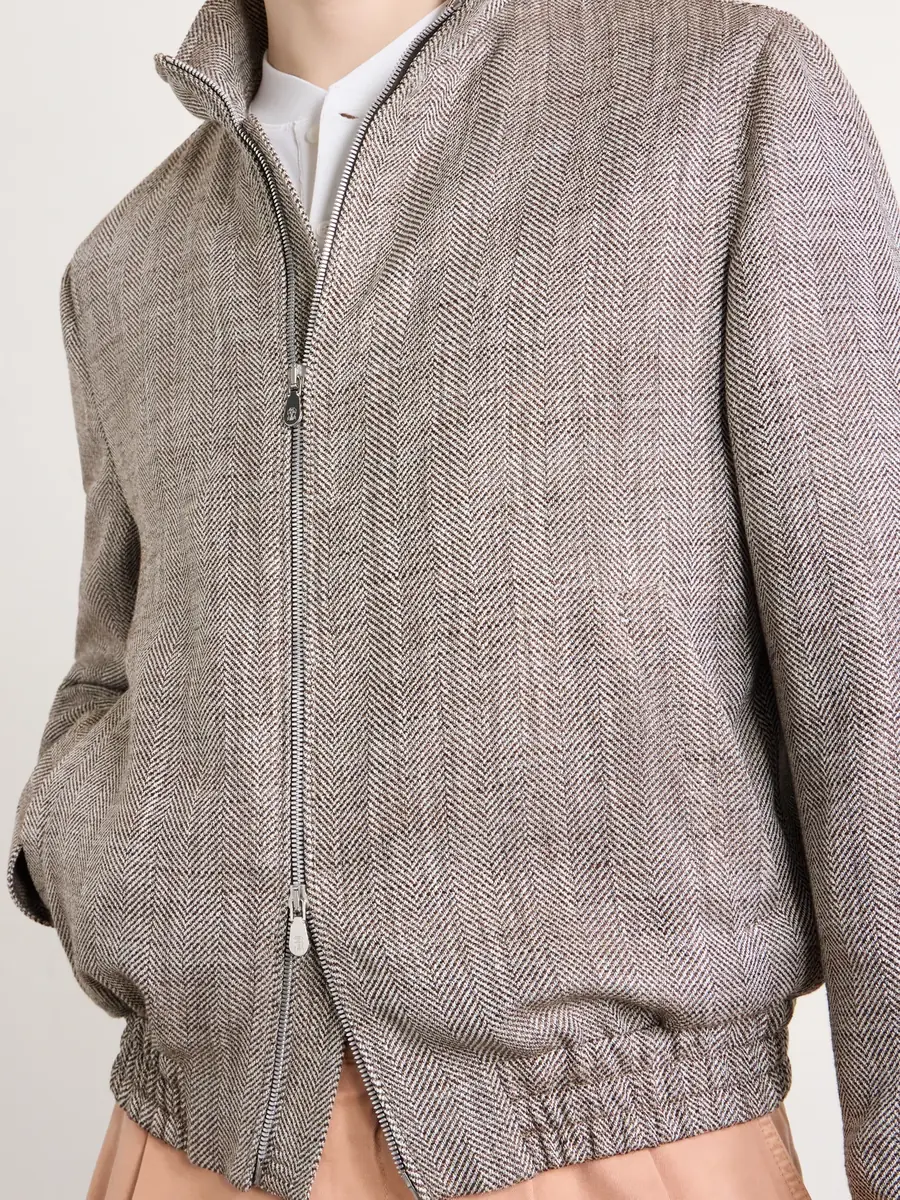 Brunello Cucinelli Herringbone Bomber Jacket - Men | Thumbnail 5 Brunello Cucinelli Herringbone Bomber Jacket - Men | Thumbnail 5