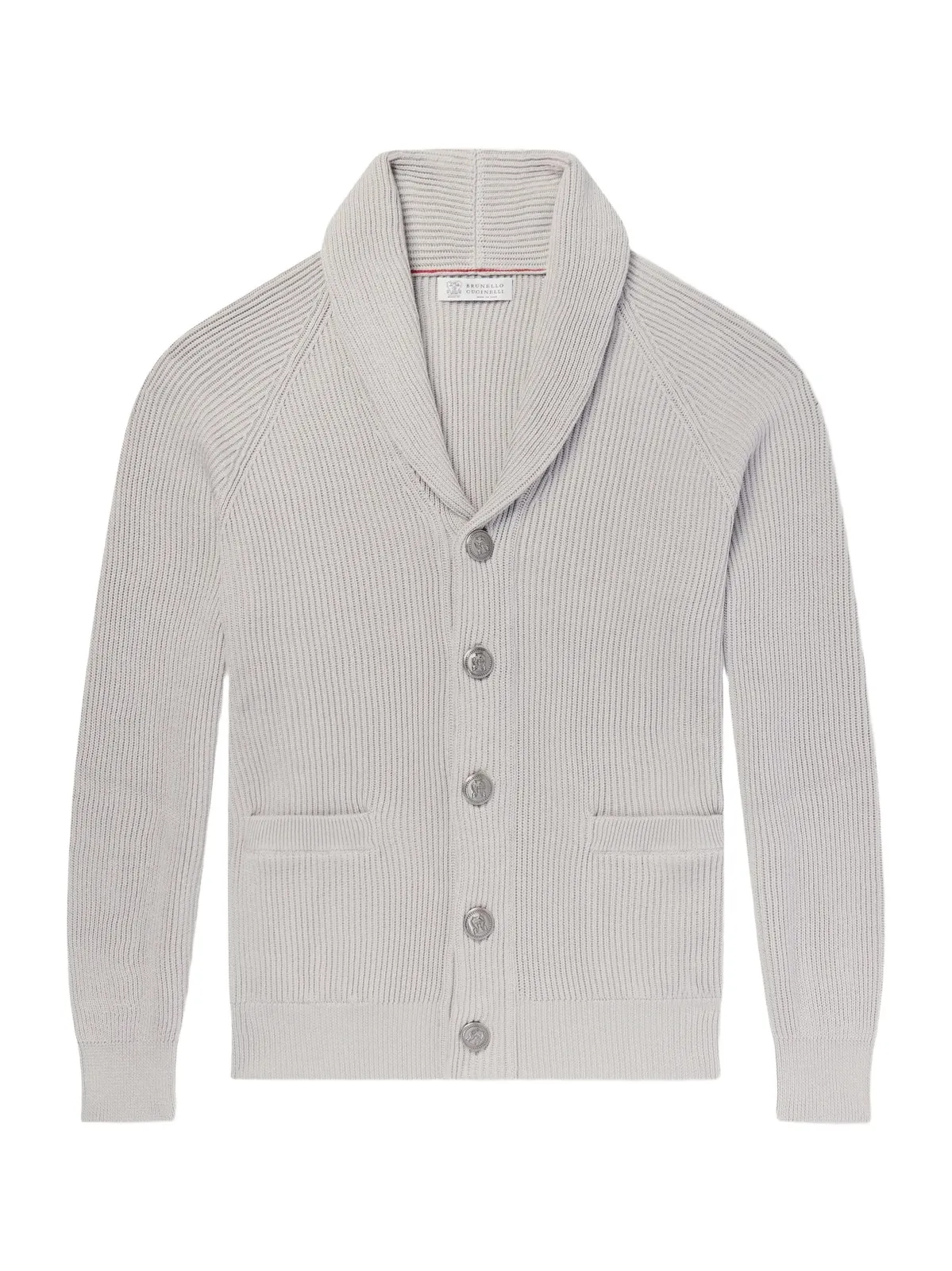 Shawl-Collar Ribbed Cotton Cardigan - Men Shawl-Collar Ribbed Cotton Cardigan - Men