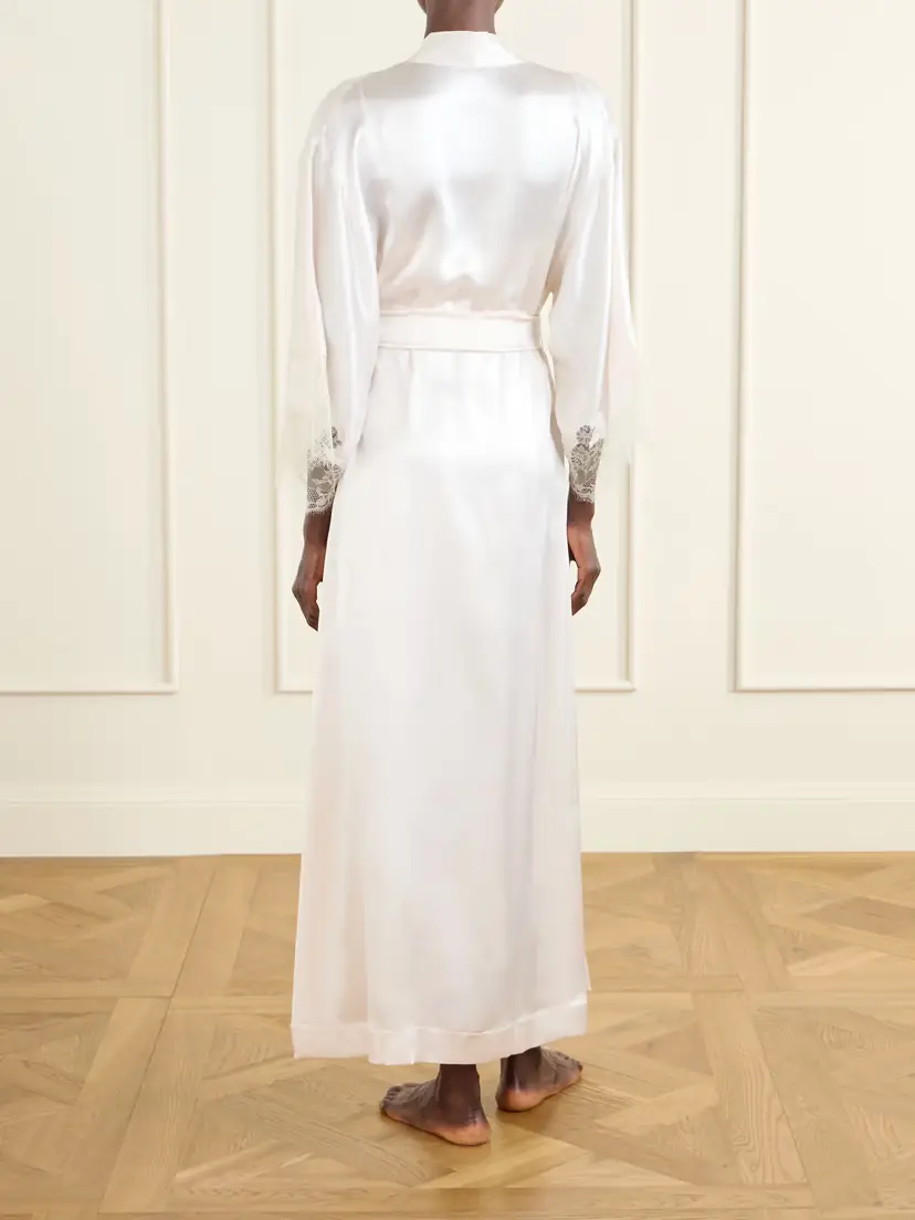 Carine Gilson Belted Lace-trimmed Silk-satin Robe | Thumbnail 3 Carine Gilson Belted Lace-trimmed Silk-satin Robe | Thumbnail 3