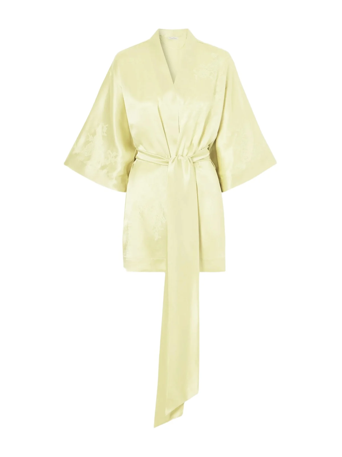 Belted Embroidered Silk-satin Kimono