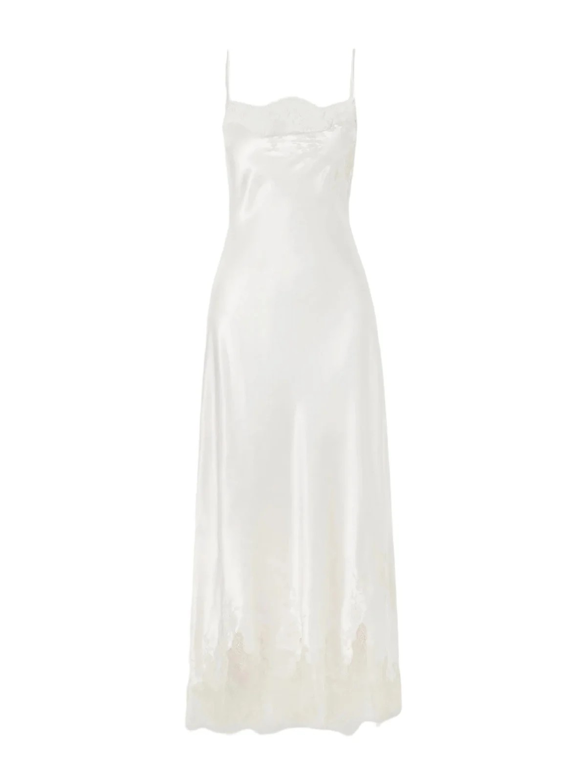 Lace-trimmed Silk-satin Midi Dress