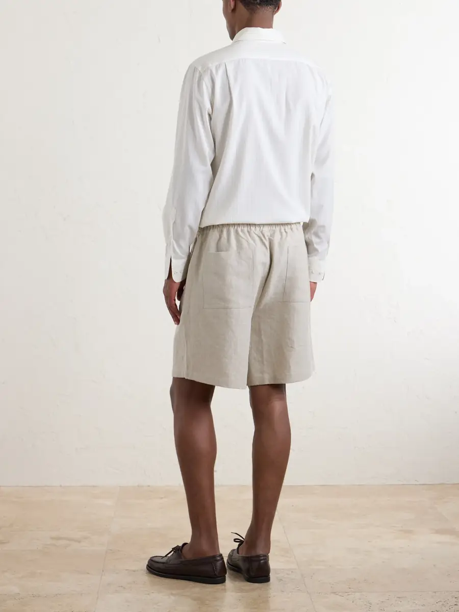 Saman Amel Straight-Leg Linen Drawstring Shorts - Men | Thumbnail 4