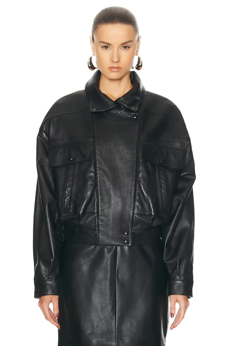 Saint Laurent Leather Bomber Jacket | Thumbnail 2 Saint Laurent Leather Bomber Jacket | Thumbnail 2