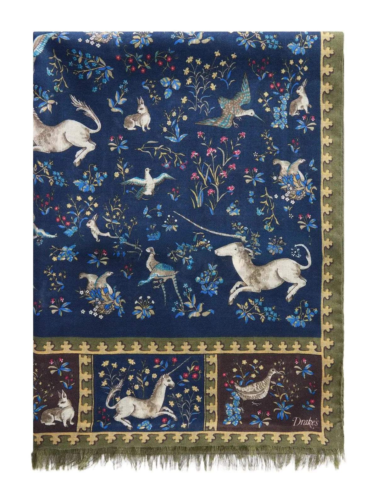 Fringed Printed Wool and Silk-Blend Scarf - Men Fringed Printed Wool and Silk-Blend Scarf - Men