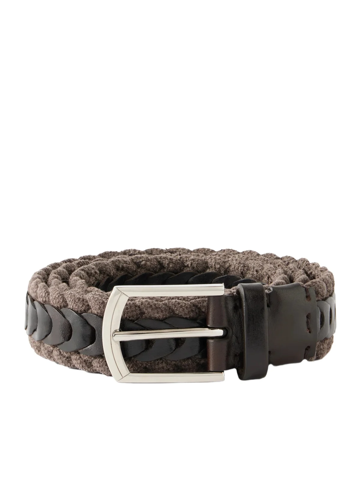 Brunello Cucinelli 3cm Leather-Trimmed Braided Cotton and Linen-Blend Belt - Men