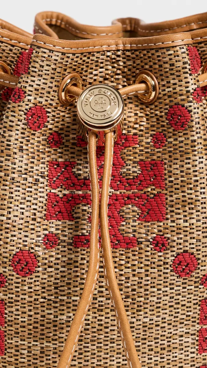 Tory Burch T Monogram Straw Mini Bucket Bag | Thumbnail 5 Tory Burch T Monogram Straw Mini Bucket Bag | Thumbnail 5