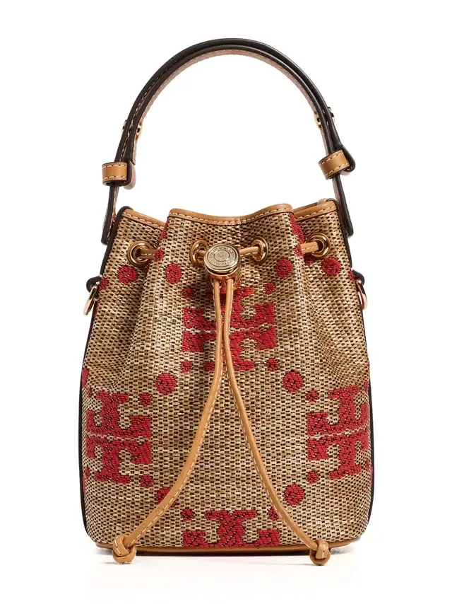 T Monogram Straw Mini Bucket Bag T Monogram Straw Mini Bucket Bag