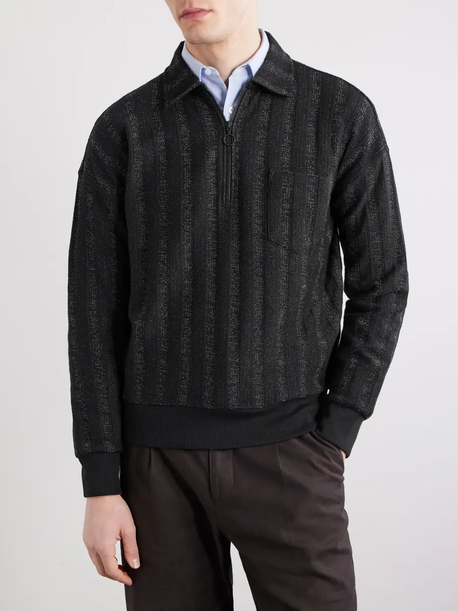 Oliver Spencer Lorimer Cotton-Blend Jacquard Half-Zip Sweater - Men | Thumbnail 3