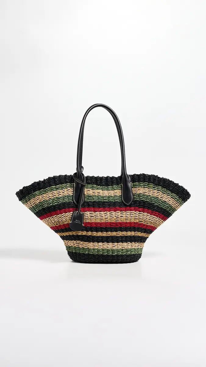 Polo Ralph Lauren Bellport Stripe Raffia Basket Tote Bag Multi Stripe One Size | Thumbnail 2 Polo Ralph Lauren Bellport Stripe Raffia Basket Tote Bag Multi Stripe One Size | Thumbnail 2