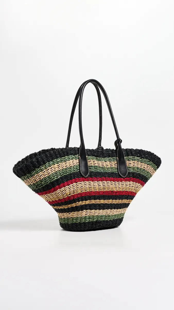 Polo Ralph Lauren Bellport Stripe Raffia Basket Tote Bag Multi Stripe One Size | Thumbnail 4 Polo Ralph Lauren Bellport Stripe Raffia Basket Tote Bag Multi Stripe One Size | Thumbnail 4