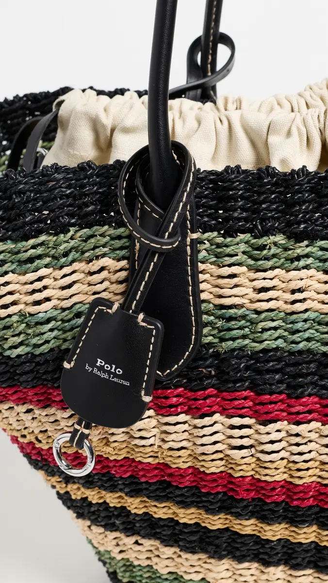 Polo Ralph Lauren Bellport Stripe Raffia Basket Tote Bag Multi Stripe One Size | Thumbnail 5 Polo Ralph Lauren Bellport Stripe Raffia Basket Tote Bag Multi Stripe One Size | Thumbnail 5