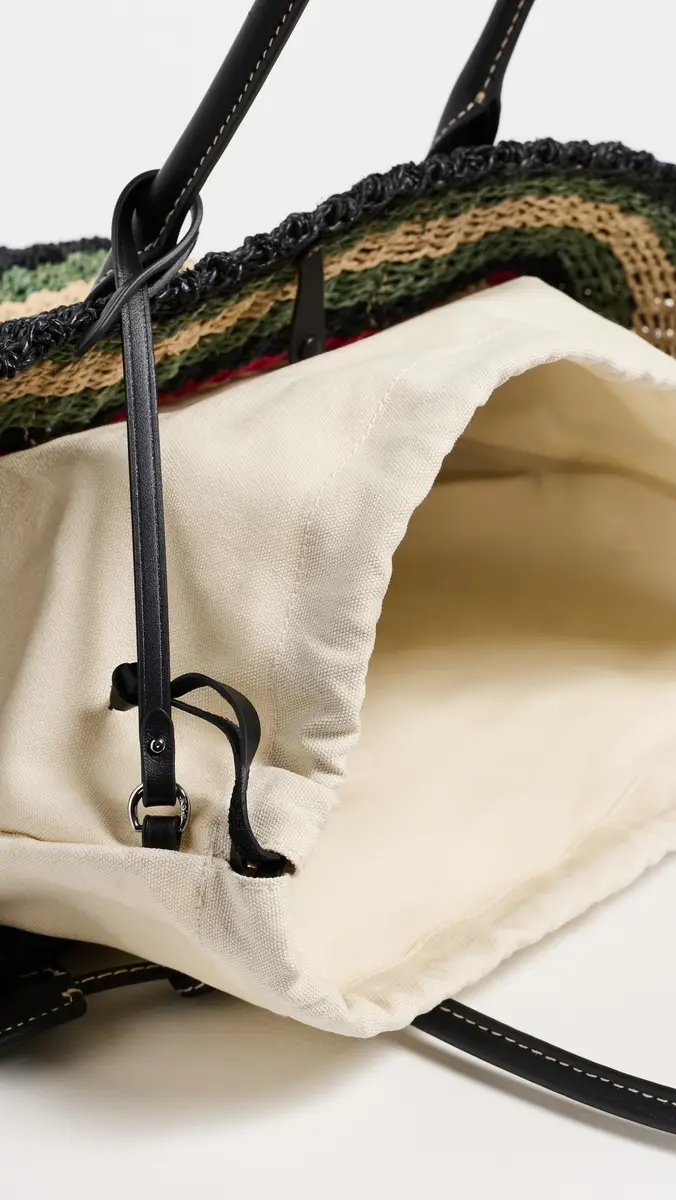 Polo Ralph Lauren Bellport Stripe Raffia Basket Tote Bag Multi Stripe One Size | Thumbnail 6 Polo Ralph Lauren Bellport Stripe Raffia Basket Tote Bag Multi Stripe One Size | Thumbnail 6