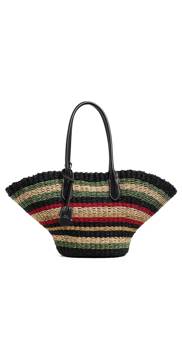 Bellport Stripe Raffia Basket Tote Bag Multi Stripe One Size Bellport Stripe Raffia Basket Tote Bag Multi Stripe One Size
