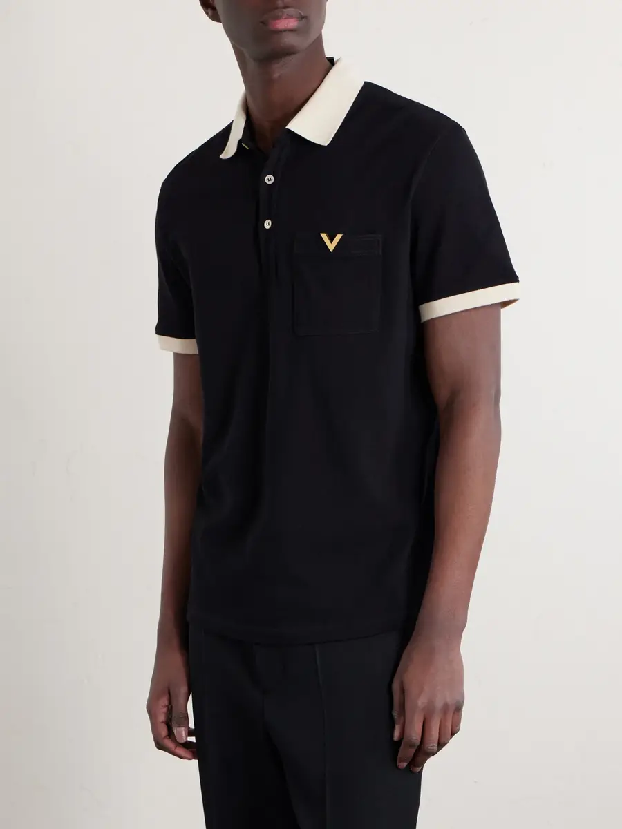 Valentino Garavani VGold Cotton-Piqué Polo Shirt - Men | Thumbnail 3