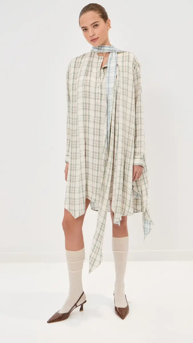 Acne Studios Check Tunic Dress Green/Blue | Thumbnail 2 Acne Studios Check Tunic Dress Green/Blue | Thumbnail 2