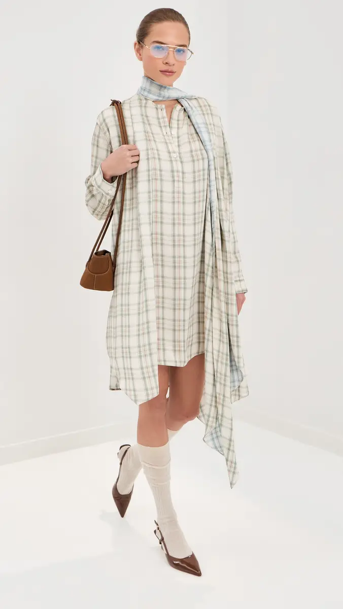 Acne Studios Check Tunic Dress Green/Blue | Thumbnail 5 Acne Studios Check Tunic Dress Green/Blue | Thumbnail 5