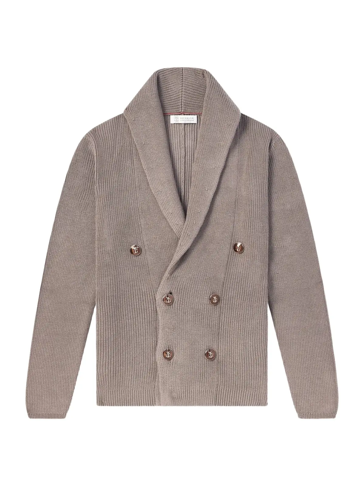 Shawl-Collar Double-Breasted Ribbed Cotton Cardigan - Men