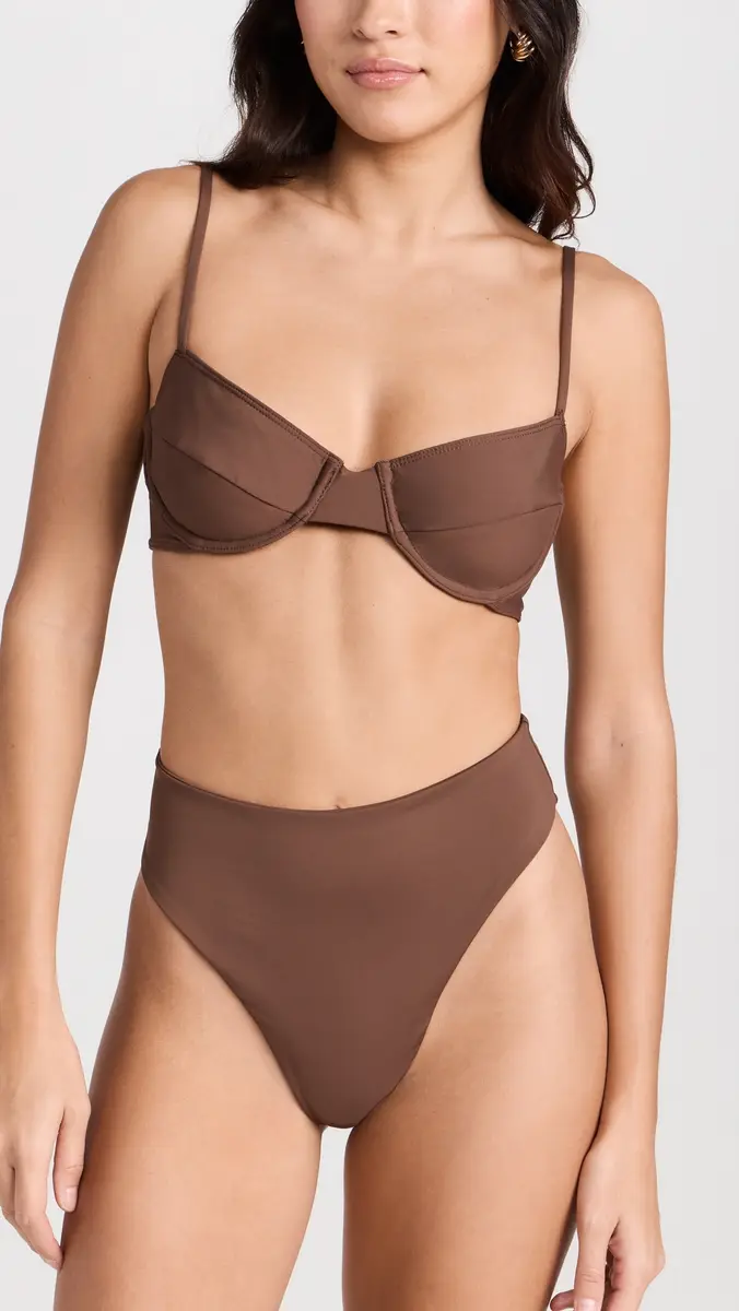 Riot Swim Jax Bikini Top Chocolate | Thumbnail 3