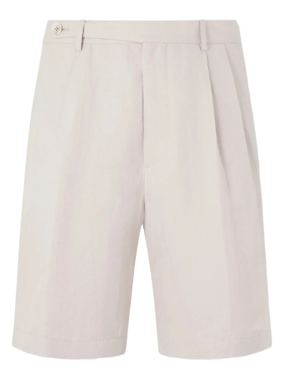 Wide-Leg Pleated Linen and Cotton-Blend Shorts - Men Wide-Leg Pleated Linen and Cotton-Blend Shorts - Men