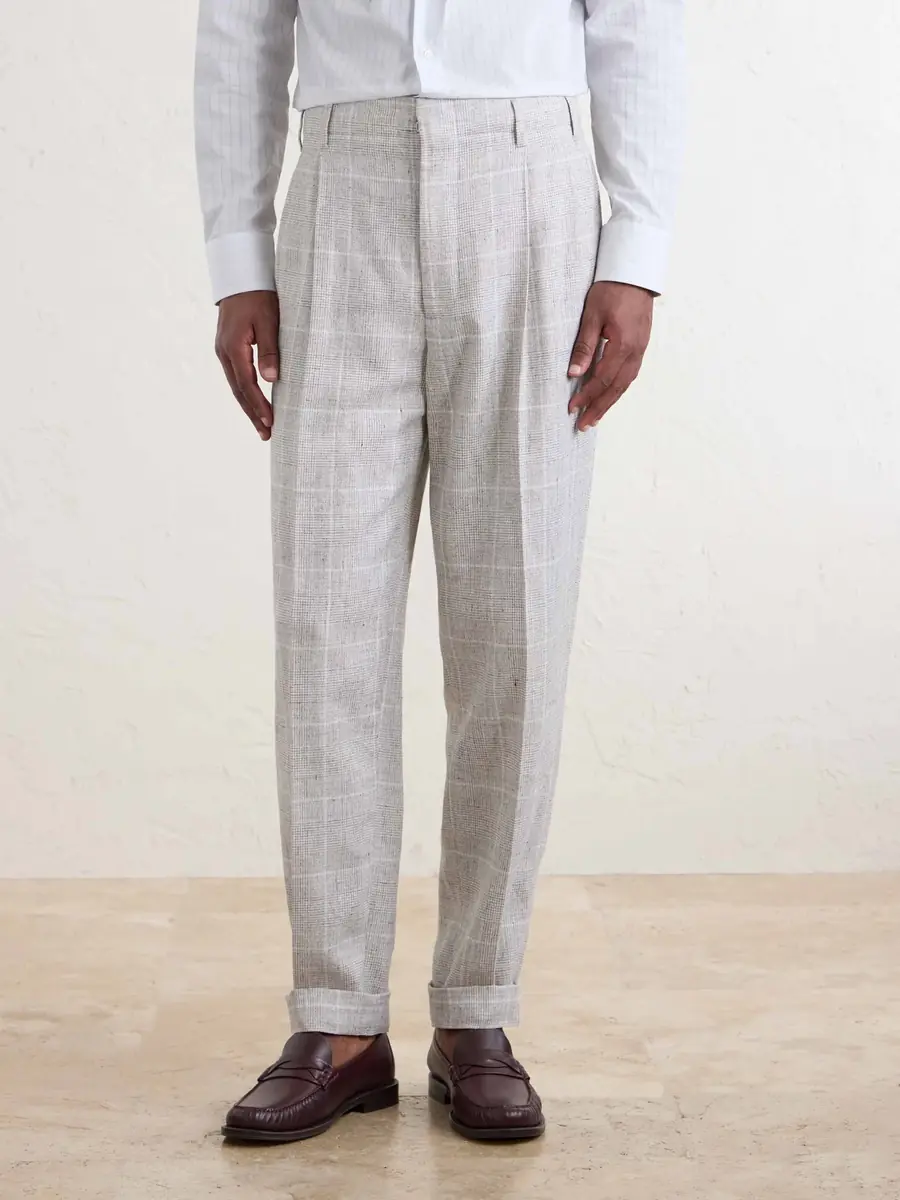 Brunello Cucinelli Pleated Checked Wool-Blend Suit Trousers - Men | Thumbnail 3 Brunello Cucinelli Pleated Checked Wool-Blend Suit Trousers - Men | Thumbnail 3