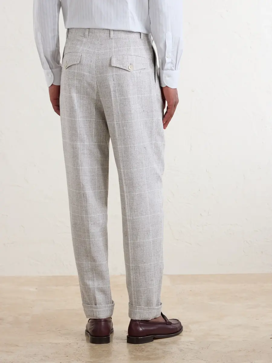 Brunello Cucinelli Pleated Checked Wool-Blend Suit Trousers - Men | Thumbnail 4 Brunello Cucinelli Pleated Checked Wool-Blend Suit Trousers - Men | Thumbnail 4