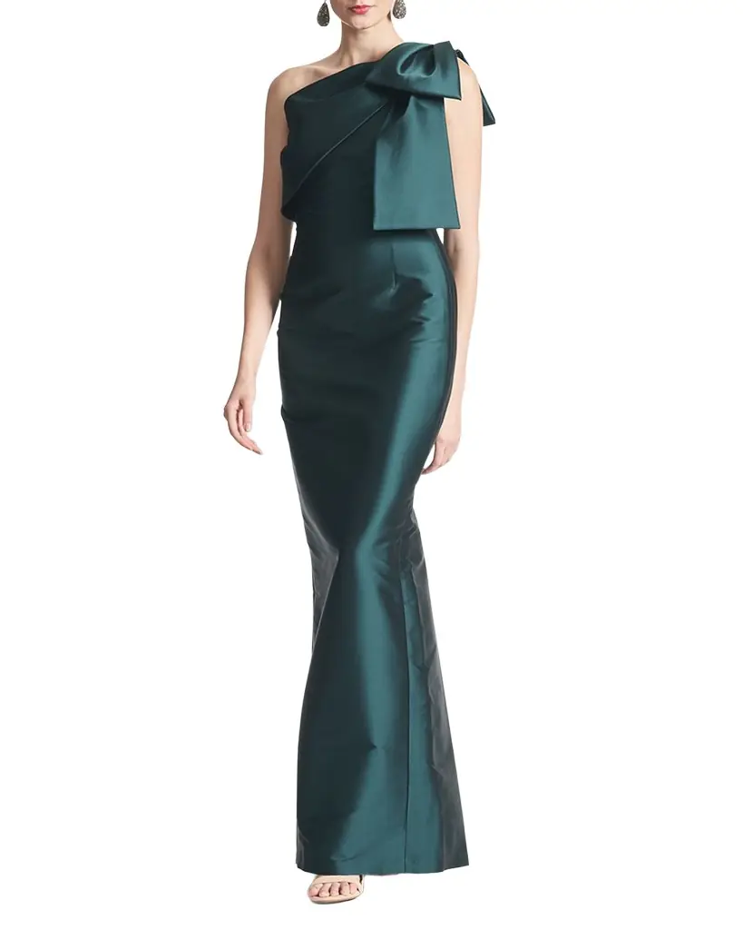 Sachin & Babi Bonnie One-Shoulder Bow Column Gown | Image 1 Sachin & Babi Bonnie One-Shoulder Bow Column Gown | Image 1