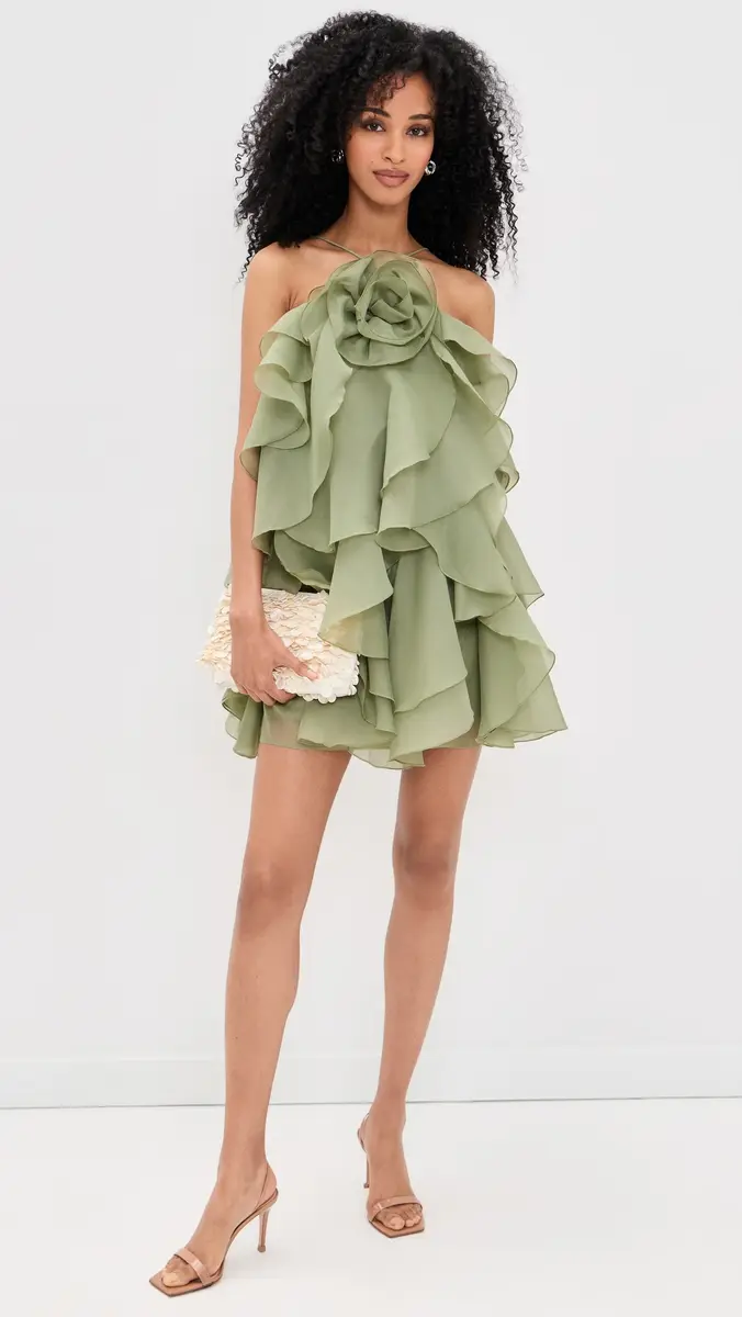 Aje Pandorea Layered Mini Dress Moss | Thumbnail 2 Aje Pandorea Layered Mini Dress Moss | Thumbnail 2