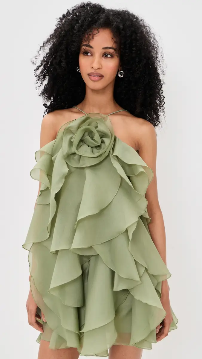 Aje Pandorea Layered Mini Dress Moss | Thumbnail 3 Aje Pandorea Layered Mini Dress Moss | Thumbnail 3