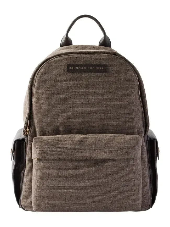 Leather-Trimmed Woven Backpack - Men Leather-Trimmed Woven Backpack - Men