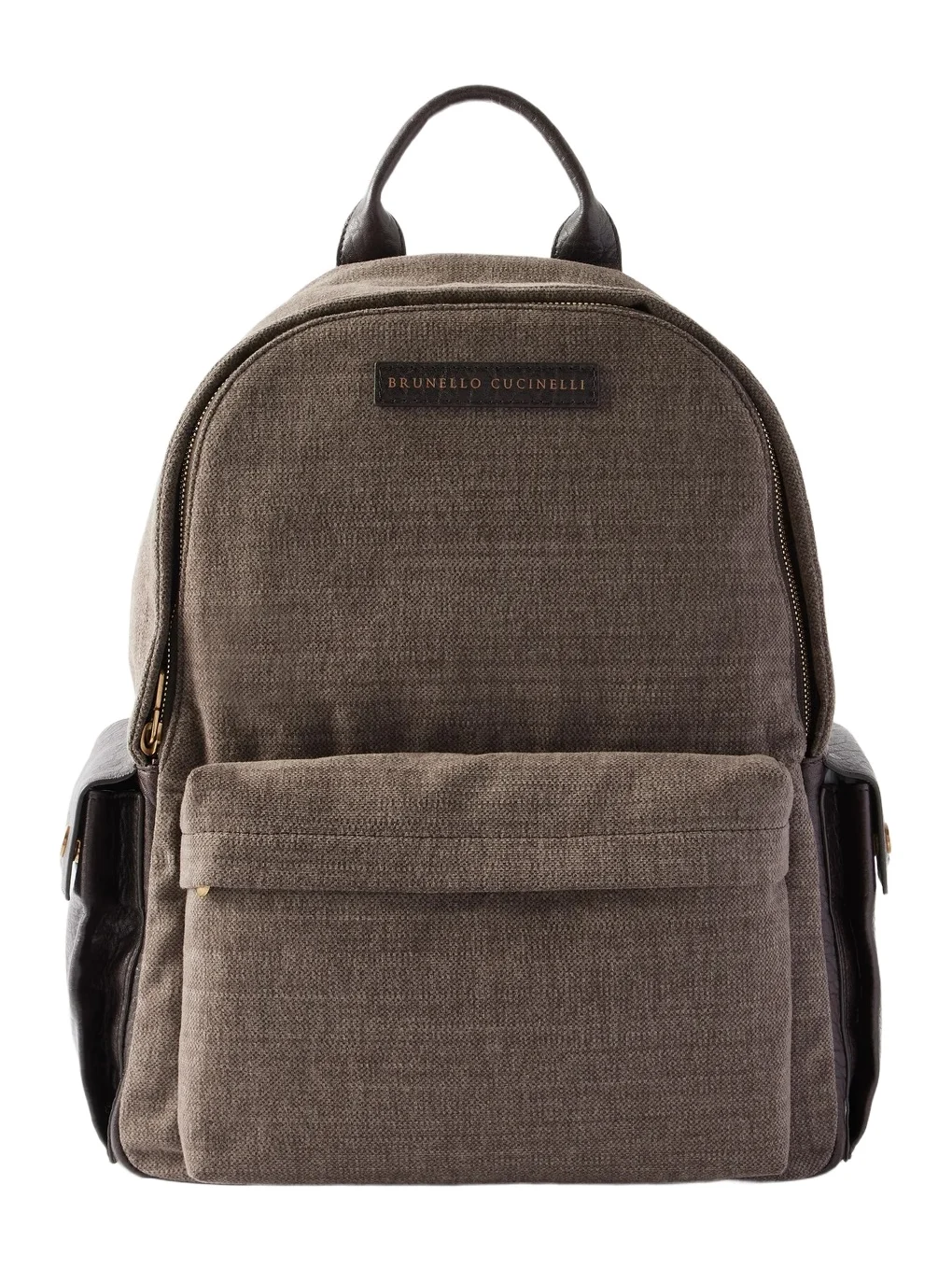 Leather-Trimmed Woven Backpack - Men