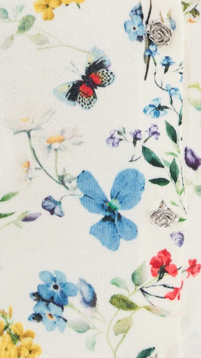 ALICE + OLIVIA Carson Printed Cardigan Twisting Vines Off White | Thumbnail 6