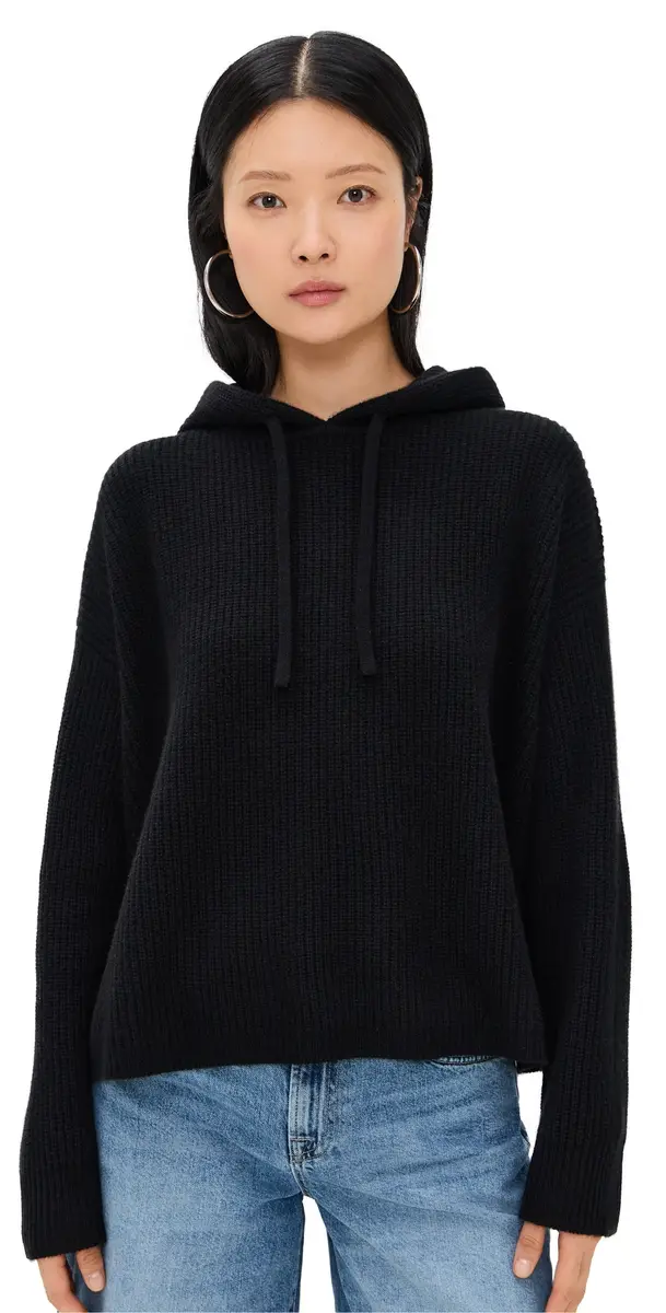 Jenni Kayne Cashmere Fisherman Hoodie Black | Image 1 Jenni Kayne Cashmere Fisherman Hoodie Black | Image 1