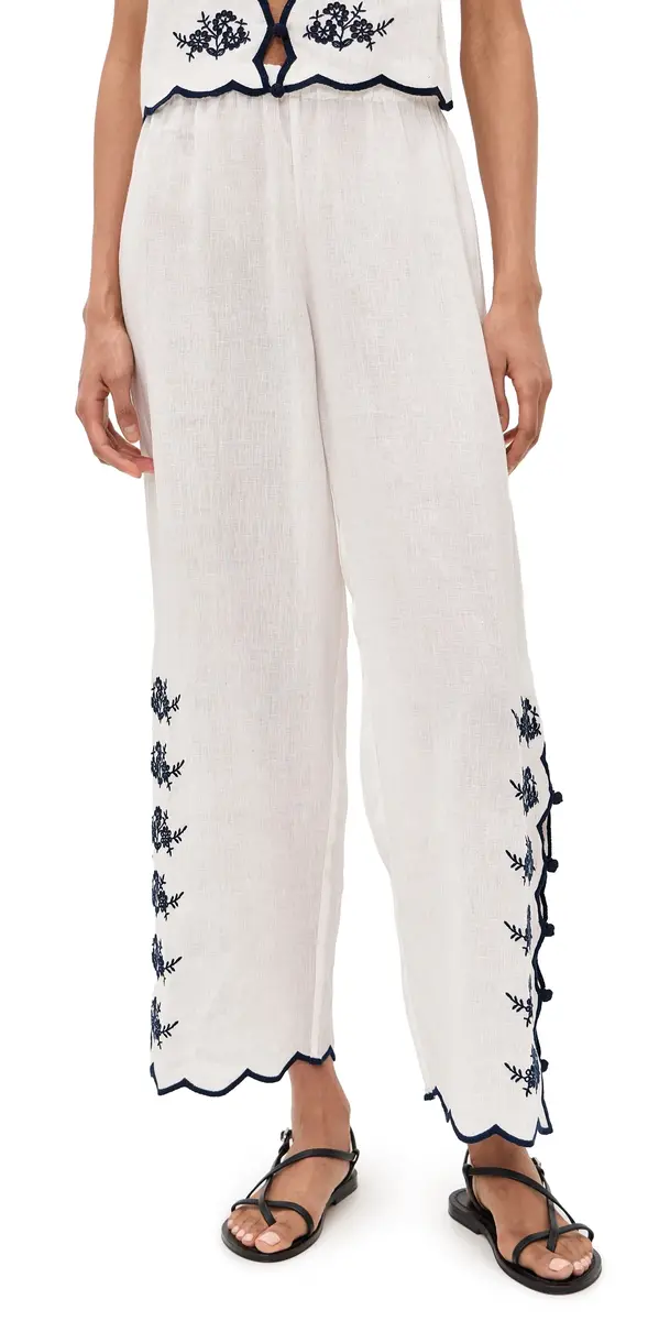 CAMI NYC adrid Embroidered Linen Pants acadamia | Image 1 CAMI NYC adrid Embroidered Linen Pants acadamia | Image 1