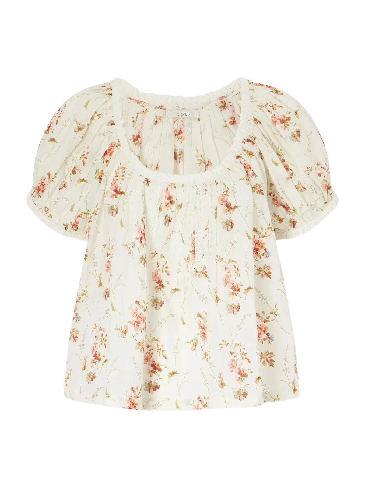 Frederica Lace-trimmed Floral-print Organic Cotton Blouse