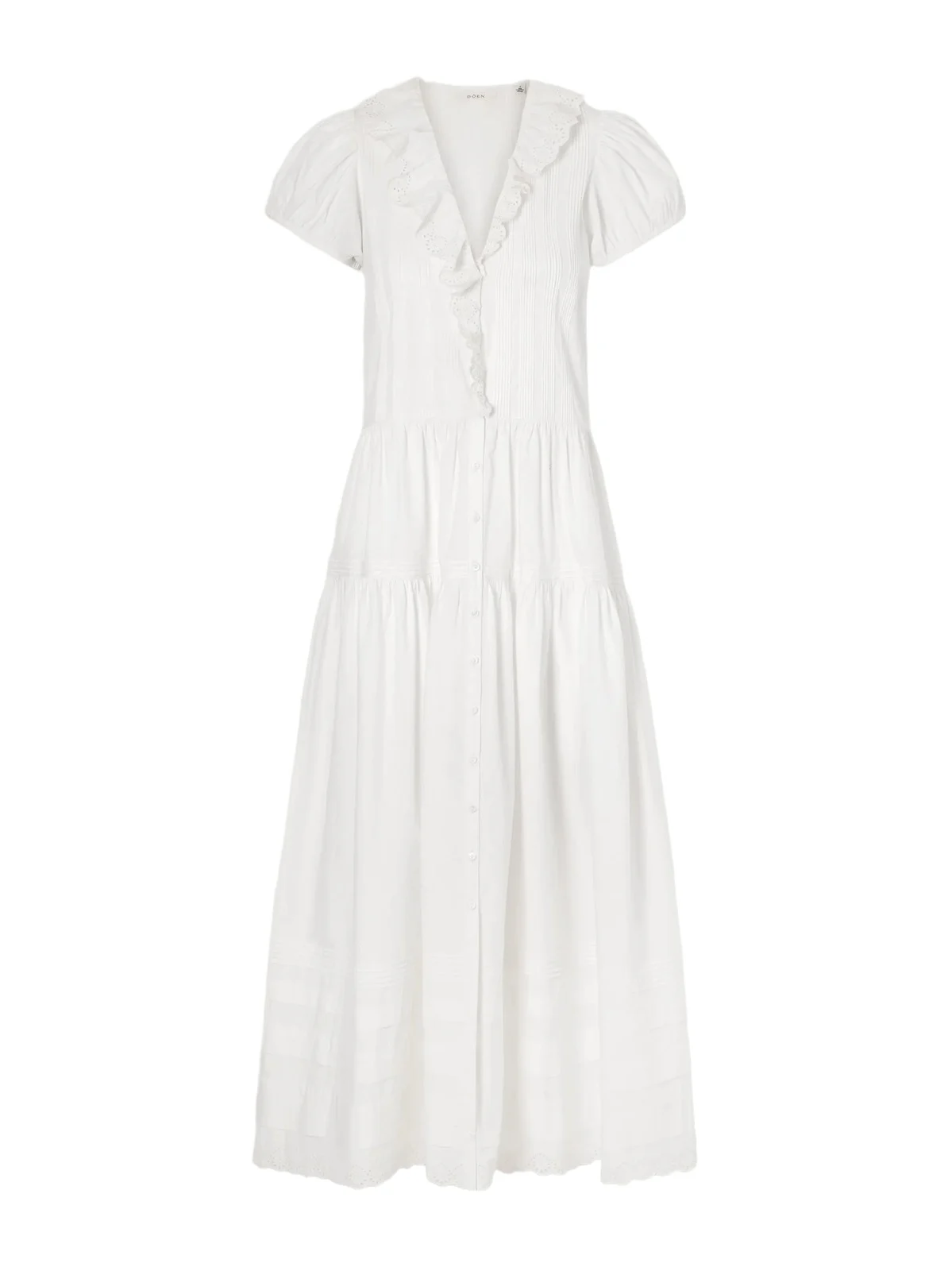 Eliette Ruffled Brodeire Anglaise-trimmed Organic Cotton Midi Dress