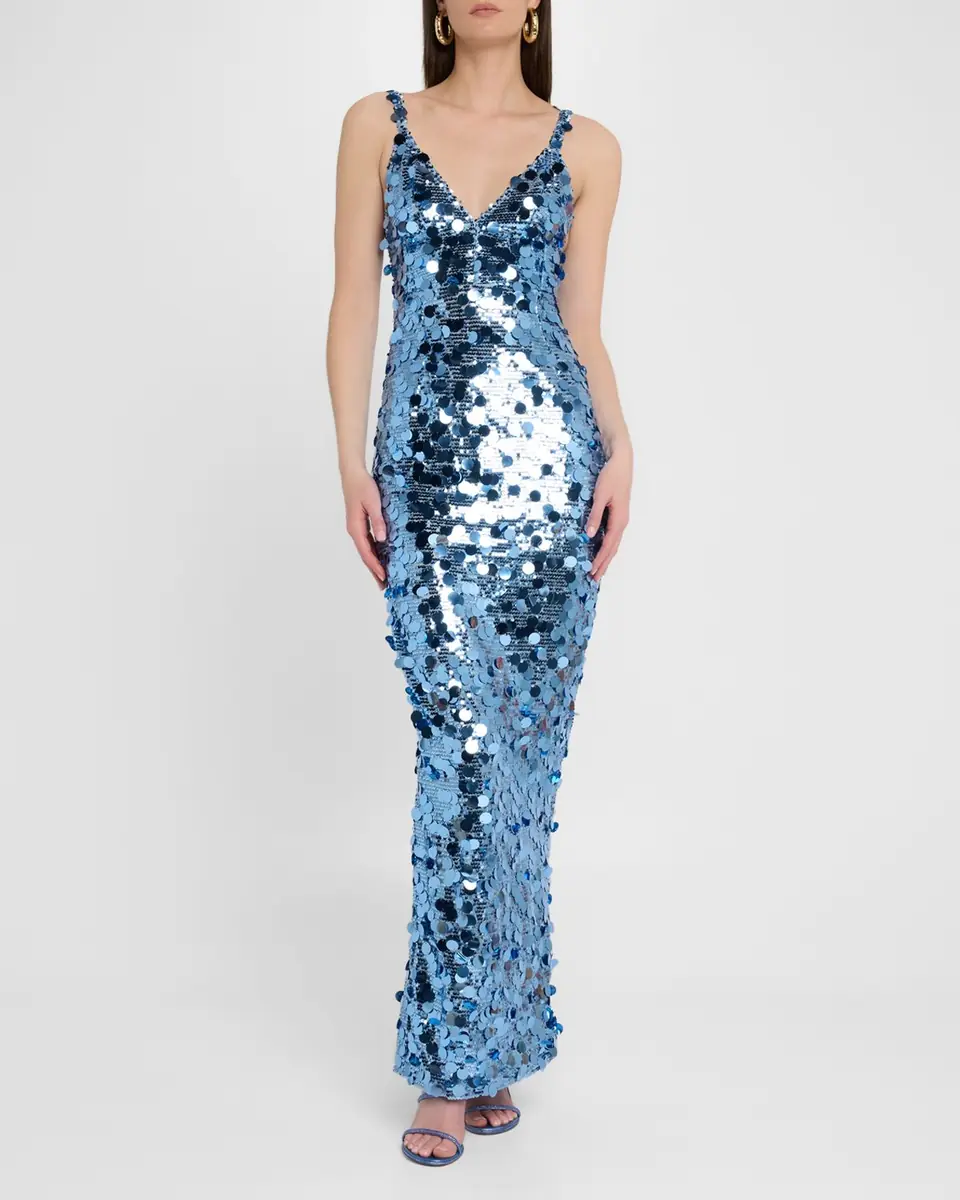 Bronx and Banco Allegra Deep V-Neck Sequin Column Gown | Thumbnail 3 Bronx and Banco Allegra Deep V-Neck Sequin Column Gown | Thumbnail 3