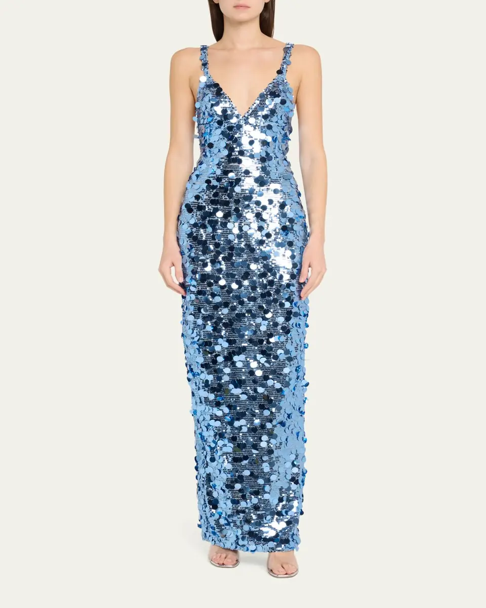 Bronx and Banco Allegra Deep V-Neck Sequin Column Gown | Thumbnail 6 Bronx and Banco Allegra Deep V-Neck Sequin Column Gown | Thumbnail 6