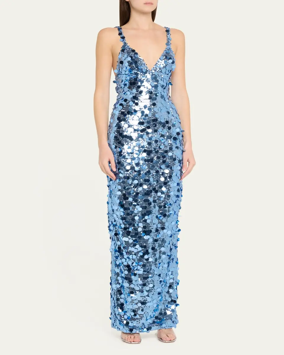 Bronx and Banco Allegra Deep V-Neck Sequin Column Gown | Thumbnail 8 Bronx and Banco Allegra Deep V-Neck Sequin Column Gown | Thumbnail 8