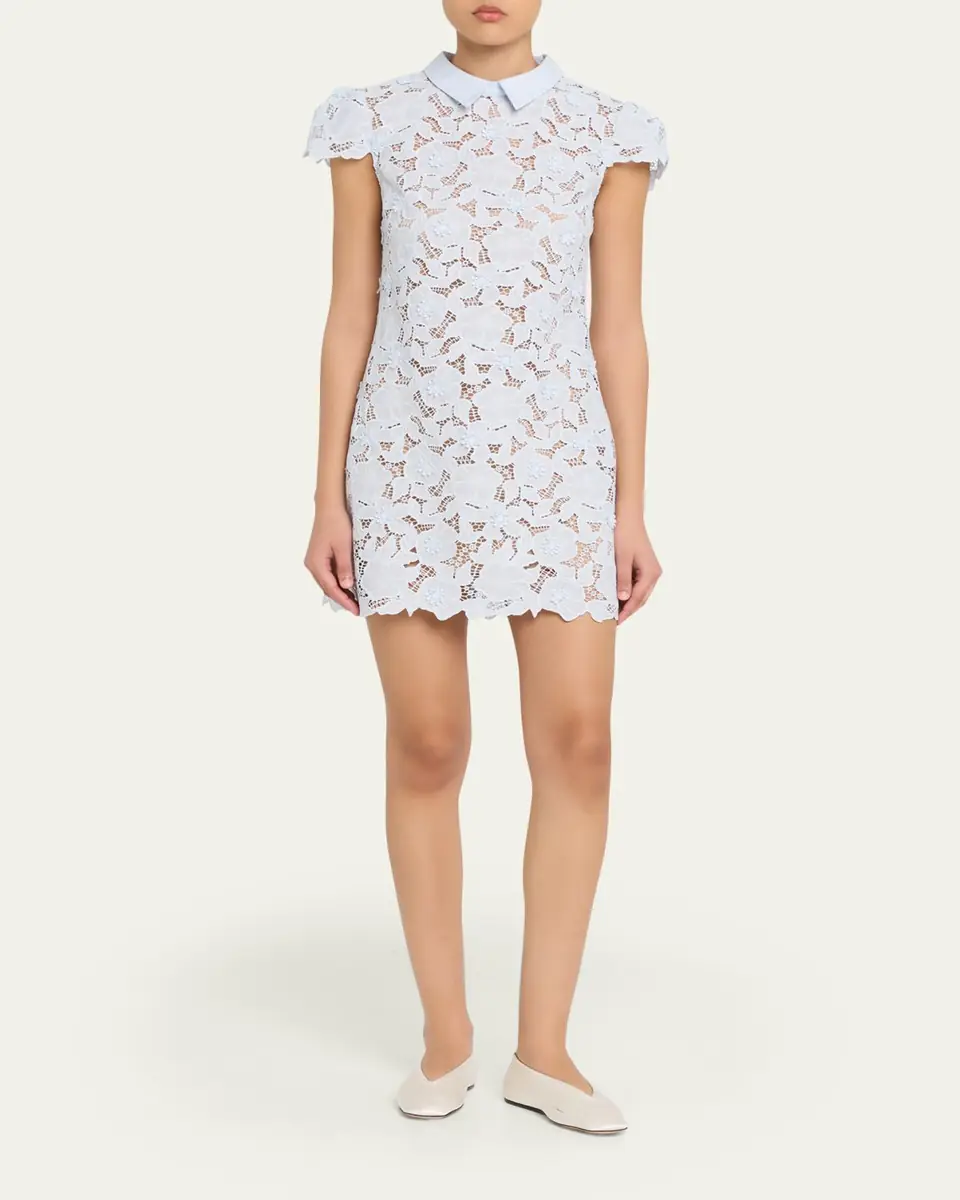 Self-Portrait Floral Guipure Lace Mini Dress | Thumbnail 2