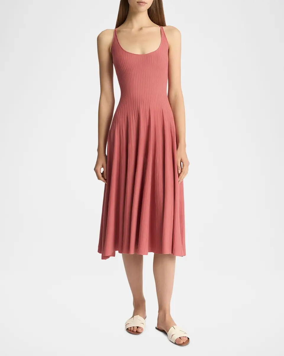 Malo Cotton Mako Pleated Knit Sleeveless Midi Dress | Thumbnail 2 Malo Cotton Mako Pleated Knit Sleeveless Midi Dress | Thumbnail 2