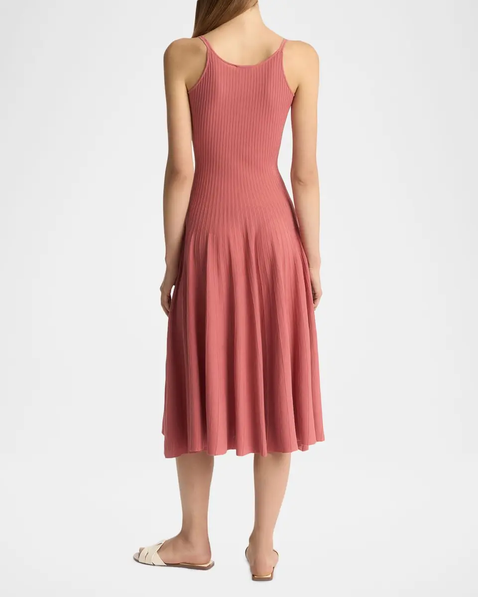 Malo Cotton Mako Pleated Knit Sleeveless Midi Dress | Thumbnail 3 Malo Cotton Mako Pleated Knit Sleeveless Midi Dress | Thumbnail 3