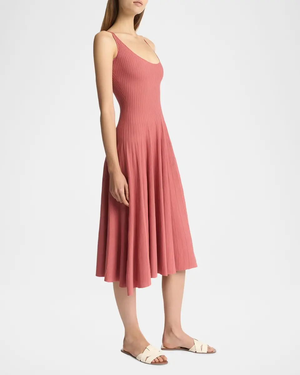 Malo Cotton Mako Pleated Knit Sleeveless Midi Dress | Thumbnail 5 Malo Cotton Mako Pleated Knit Sleeveless Midi Dress | Thumbnail 5