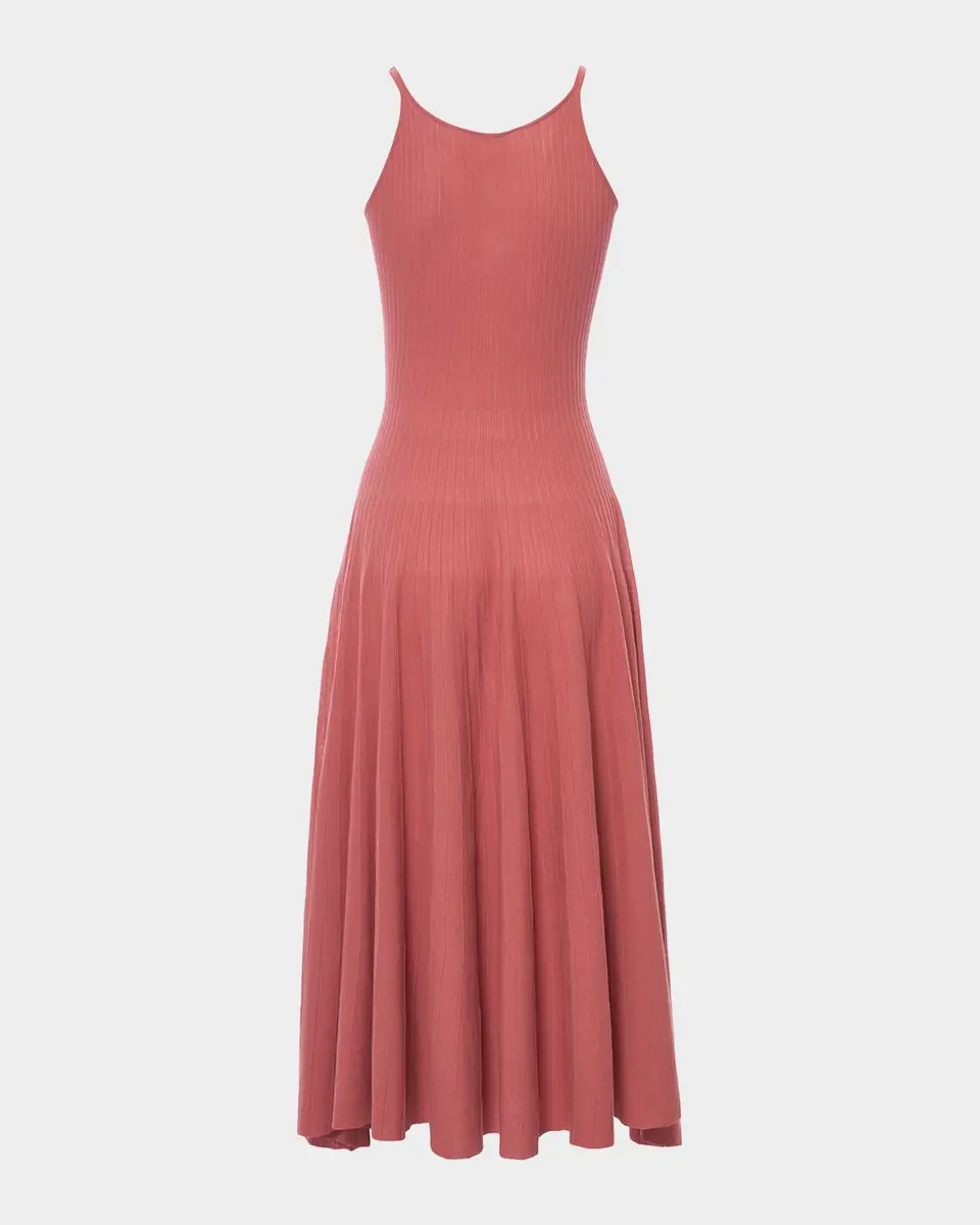 Malo Cotton Mako Pleated Knit Sleeveless Midi Dress | Thumbnail 6 Malo Cotton Mako Pleated Knit Sleeveless Midi Dress | Thumbnail 6